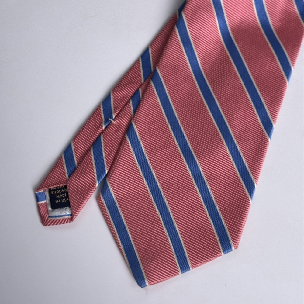 Brooks Brothers Makers Rep Tie Diagonal Stripe Pink & Blue England Made in USA
